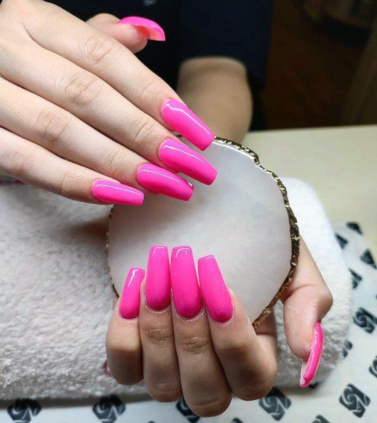 Long Pink Womens Nails
