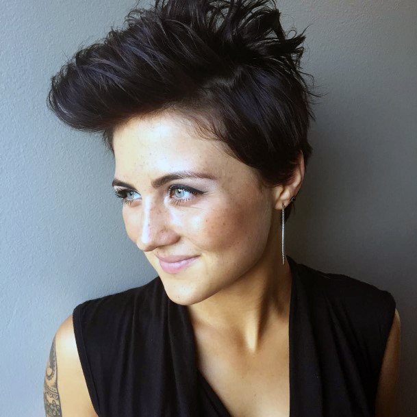 Long Pixie Cut With Full Spike Center And Tapered Sides