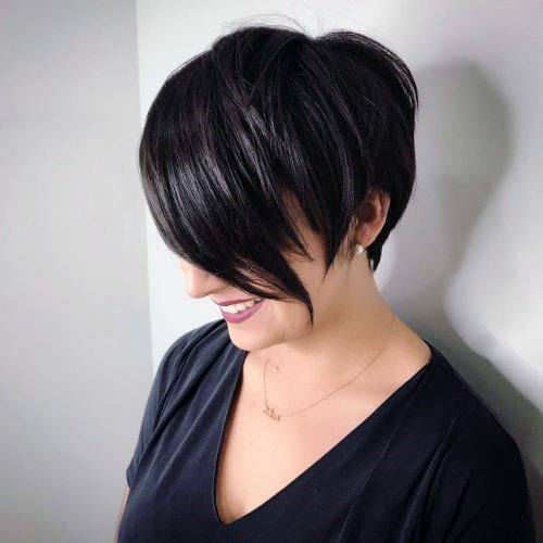 Long Pixie Full Bangs Jet Black Edgy Female Cut