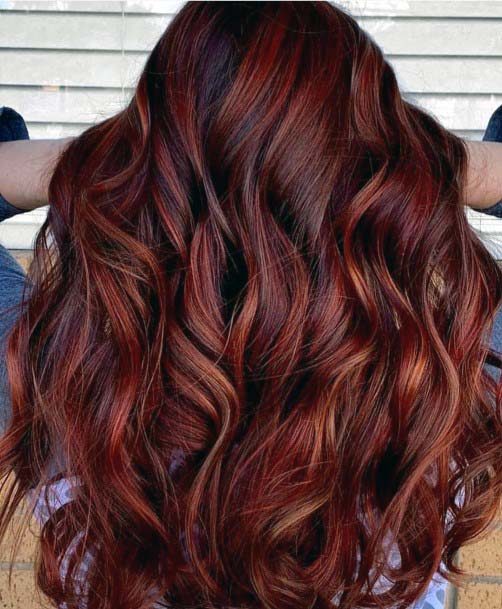 Long Shiny Hair With Thick Large Curls Plum Color