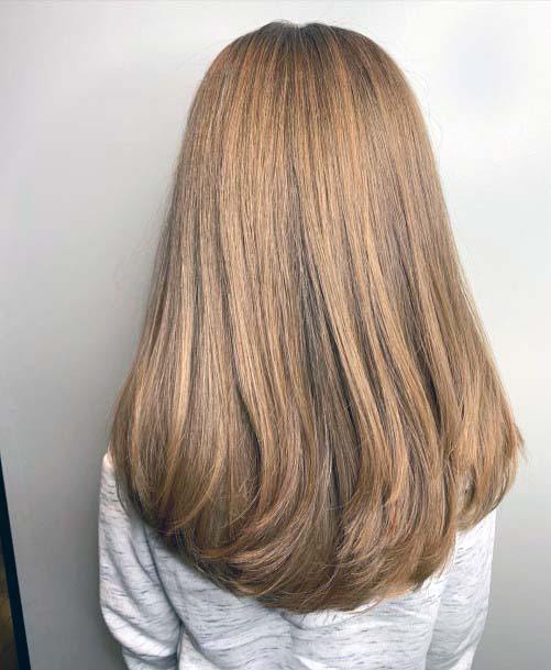 Long Shiny Straight Brown Rounded Hairstyle For Women Pretty Ideas