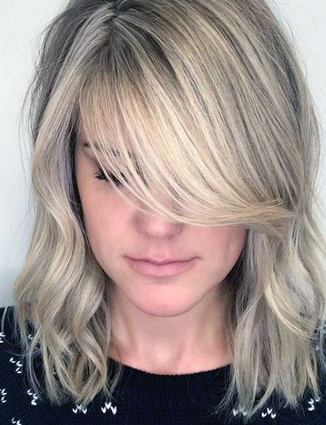 Long Side Swept Blonde Fringe Hairstyles For Women And Teens