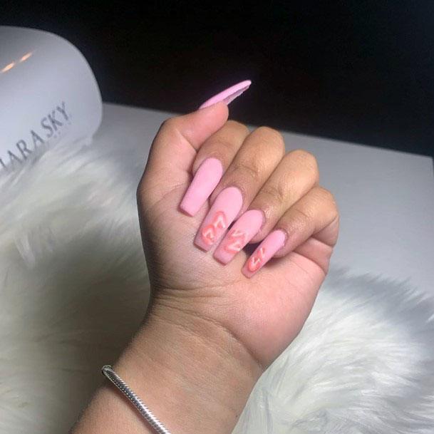 Long Sleek Pink Strawberry Nail Inspiration For Women