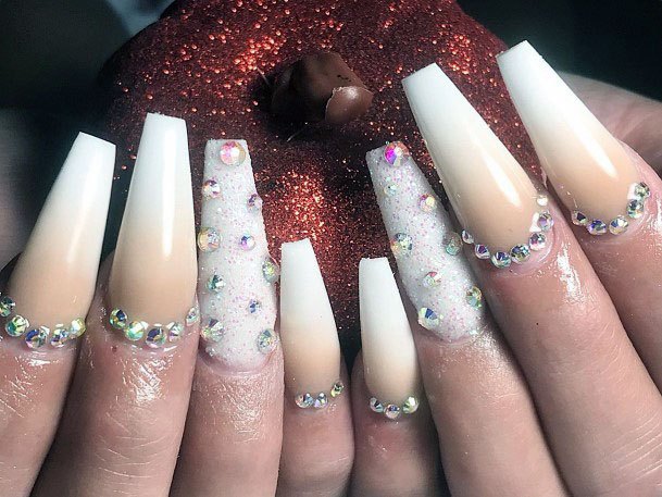 Long Sugar Nails With Gradient Effect For Women Bling