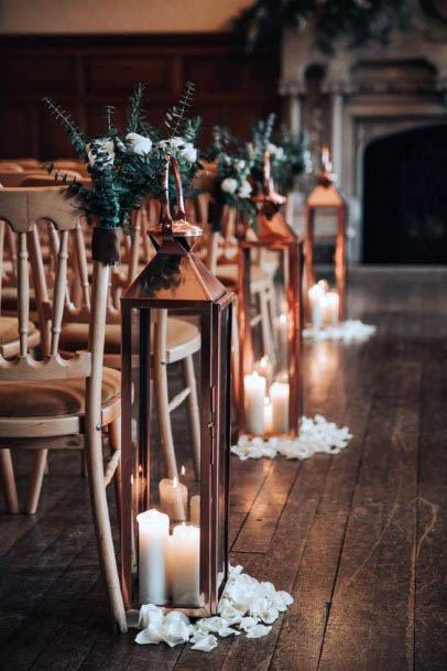 Long Warm Lanterns And Winter Wedding Flowers