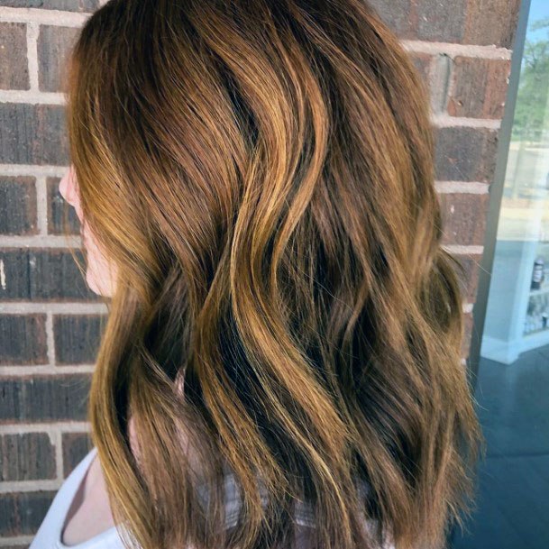 Long Wavy Layered Autumn Auburn Hair On Women