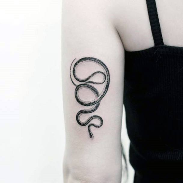 Looped Snake Tattoo Womens Upper Arms