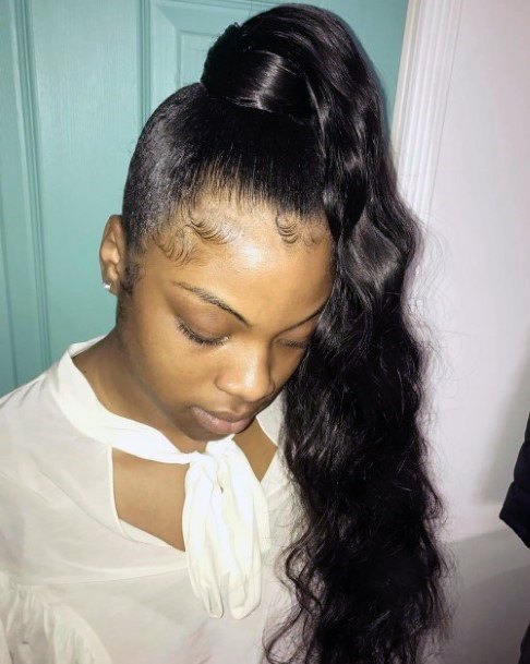 Looped Wavy Ponytail Hairstyles For Black Women