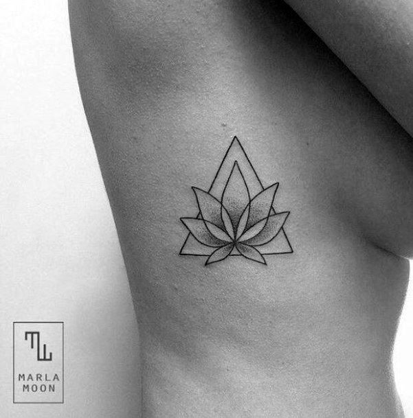 Lotus And Geometric Tattoo Womens Torso