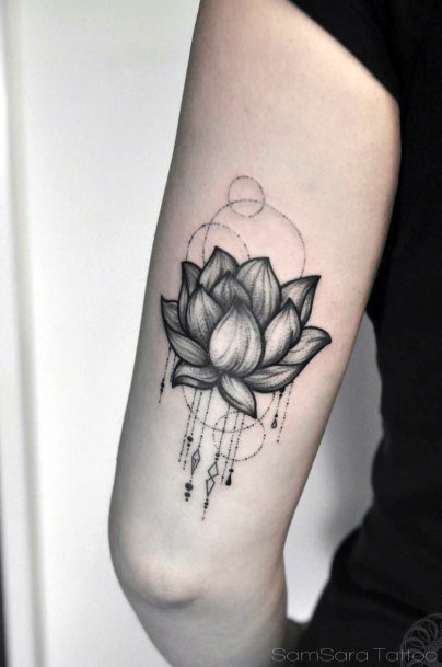 Lotus Dream Catcher Tattoo Womens Arms