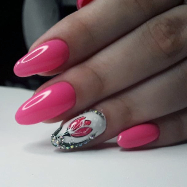 Lotus On Pink Nails