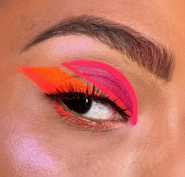 Loud Orange Neon Eye Makeup Looks Women