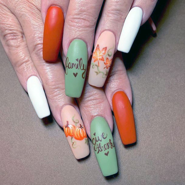 Love Family Matte Pumpkin Nails For Women