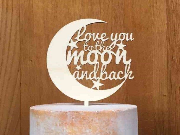 Love Moon Quote Rustic Wedding Cake Toppers