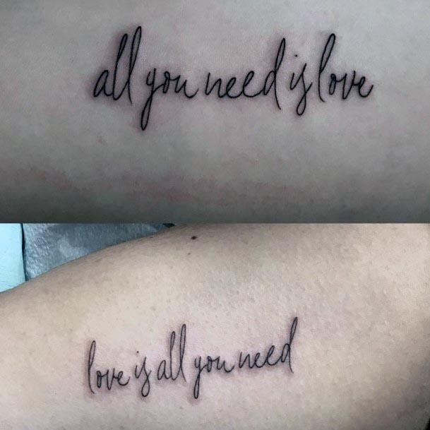 Love Wordings Tattoo Mother Daughter Forearms