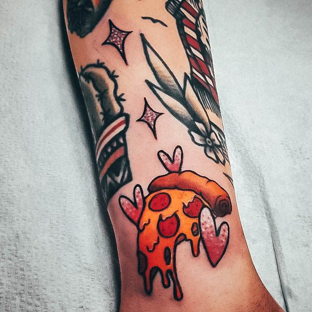 Love Wrist Girls Designs Pizza Tattoo