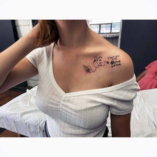 Love You Tattoo Womens Collarbone