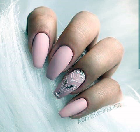 Lovely Art On Matte Pink Nails Women