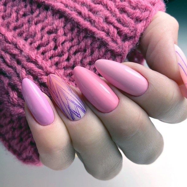 Lovely Attractive Almond Pink Nails