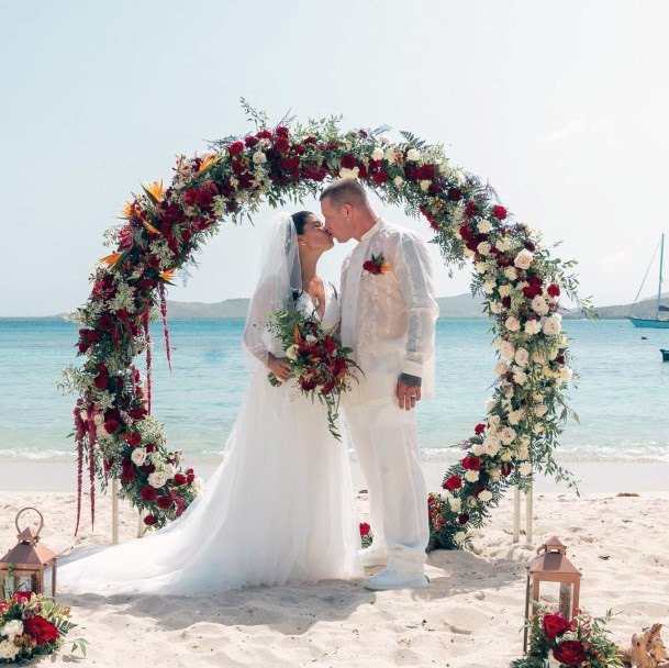 Lovely Beach Christmas Wedding Inspiration Circle Floral Arch Ideas