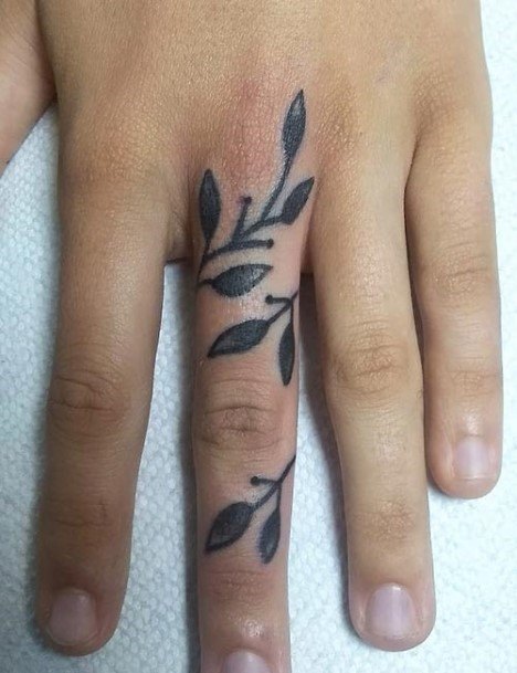 Lovely Black Creeper Tattoo Womens Fingers