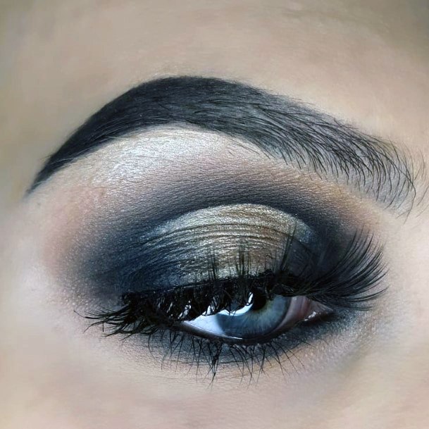 Lovely Black Eyeshadow With Golden Bits Women