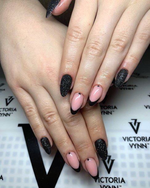 Lovely Black Sparkly Nails Cool Tip Designs For Girls