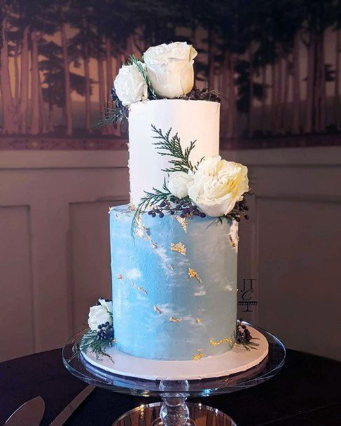 Lovely Blue And White Wedding Cake