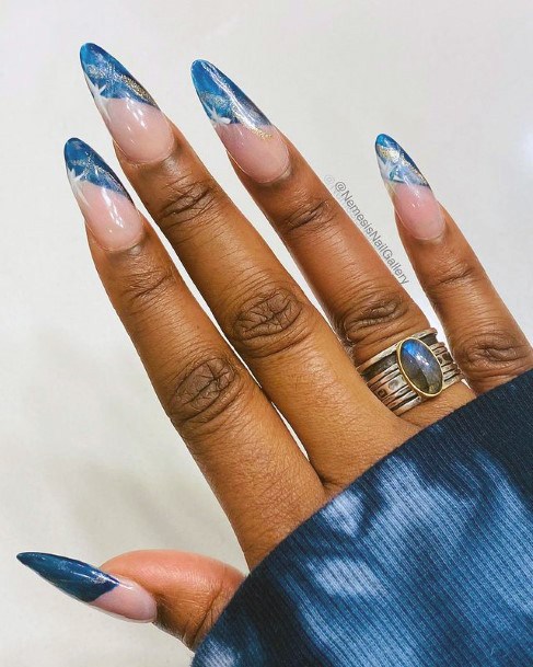 Lovely Blue Water Nails Women