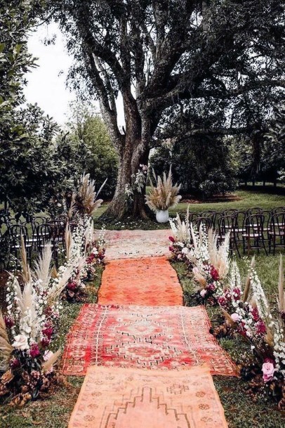 Lovely Carpeted Path Boho Wedding Decor