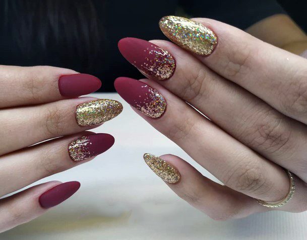 Top 50 Best Maroon and Gold Nails For Women - Luxe Burgundy Designs