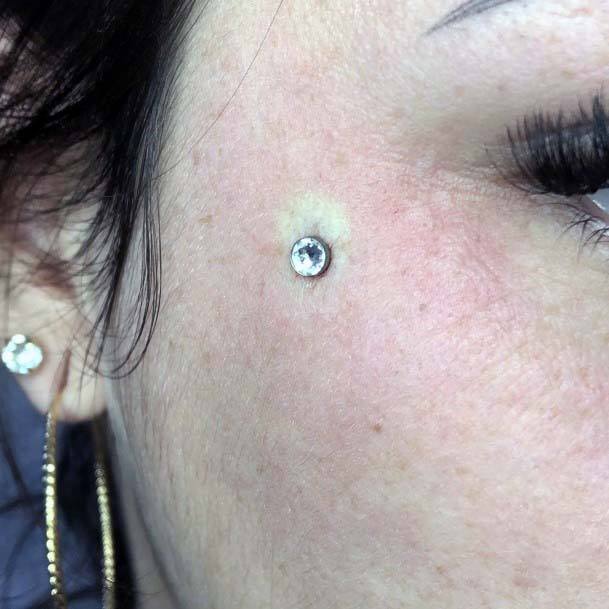 Lovely Cute White Diamond Dermal Piercing Design For Girls