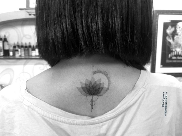 Lovely Delicate Lotus Tattoo Womens Back