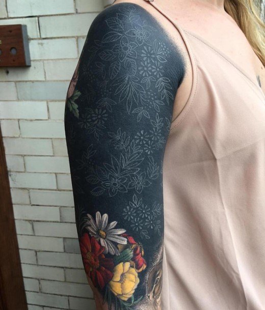 Lovely Designs On Black Background Tattoo Womens Sleeves