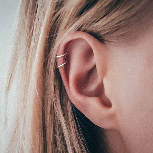 Lovely Double Polished Hoop Ear Piercing Inspiration Ideas For Woman