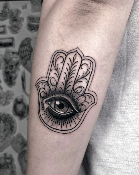 Lovely Eye Tattoo Womens Hands