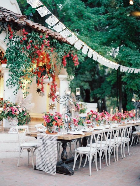 Lovely Floral Dining Table Mexican Wedding Decorations