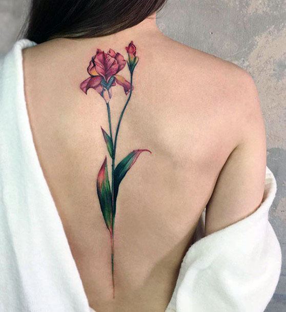 Lovely Floral Plant Tattoo Spine Women