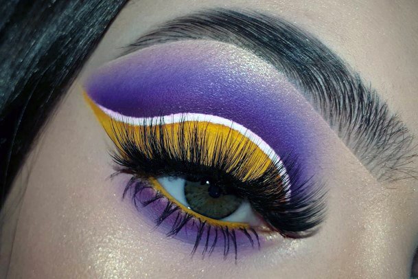 Lovely Graded Bright Yellow And Purple Eyeshadow Women