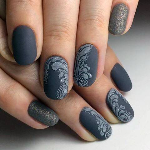 Lovely Grey Sugar Nails Women