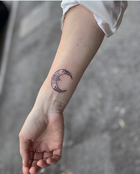 Lovely Half Moon Tattoo Womens Wrists