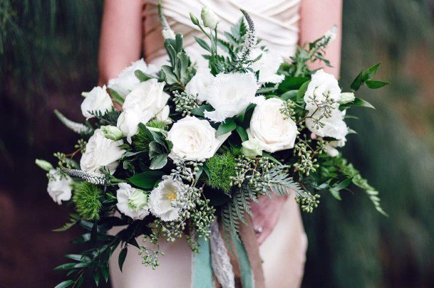 Lovely Lush White Floral Bouquet Beautiful Greenery Wedding Inspiration For Bride