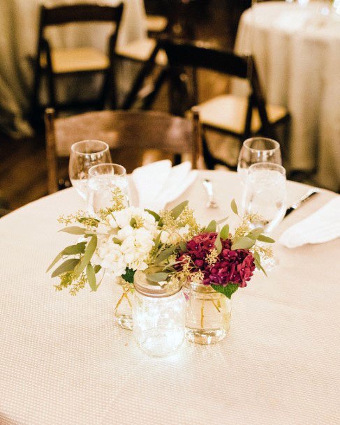 Lovely Mason Jar Dining Table Wedding Decorations