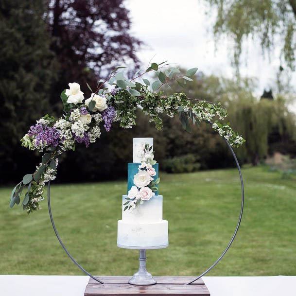 Lovely Metal Floral Arbor Wedding Cake Table Decoration Inspiration