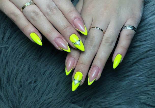 Lovely Neon Yellow Nails Women