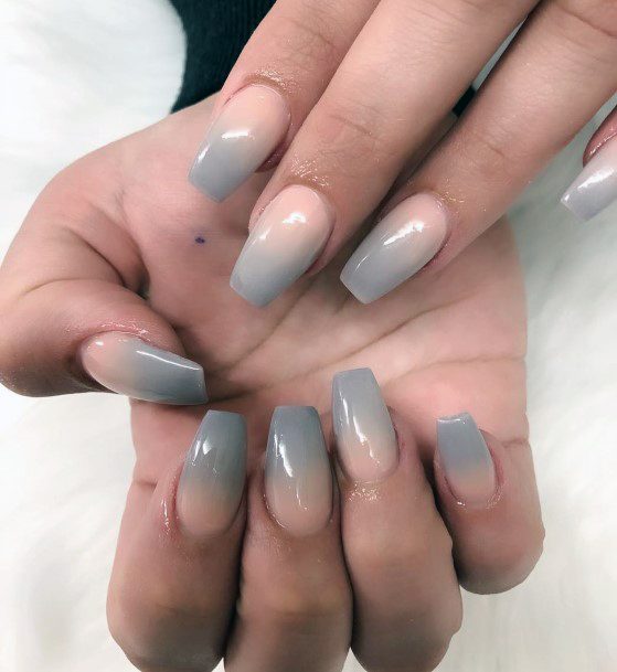 Lovely Pink Grey Ombre Nails