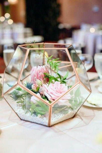 Lovely Pink Roses 3d Gold Frame Flower Holder Wedding Table Decor