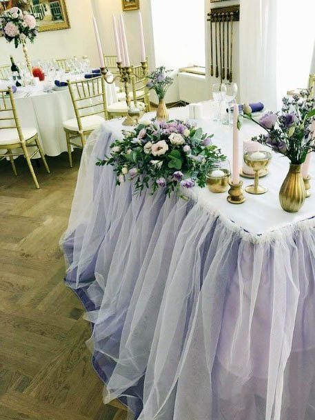 Lovely Purple White Mesh Table Covers Decor Wedding Ideas