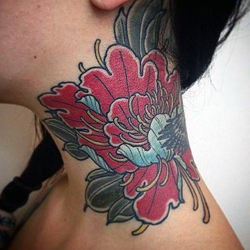 Lovely Red Neck Tattoo Women
