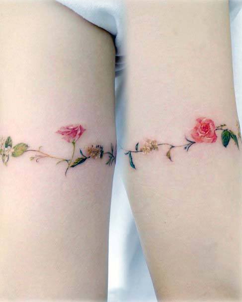 Lovely Rose Flower Band Ankle Tattoo